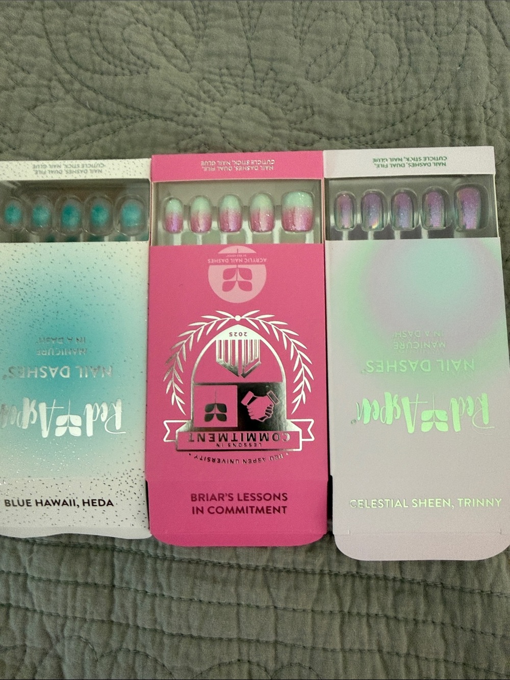 Press-On Nail Set Trio - Assorted Teal, Pink & Purple
